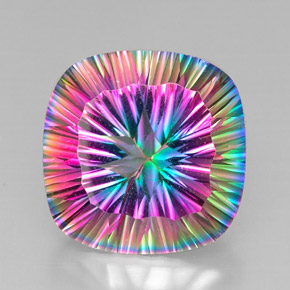Cuarzo místico multicolor natural de 28,84 ct, corte cojín, VVS-VS