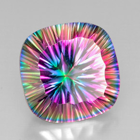 Cuarzo místico multicolor natural de 28,84 ct, corte cojín, VVS-VS