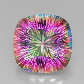 Cuarzo místico multicolor natural de 28,86 ct, corte cojín, VVS-VS