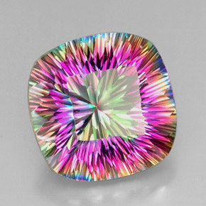 Cuarzo místico multicolor natural de 28,86 ct, corte cojín, VVS-VS