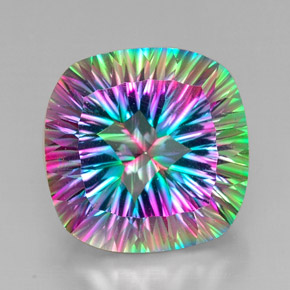 Cuarzo místico multicolor natural de 30,71 ct, corte cojín, VVS-VS