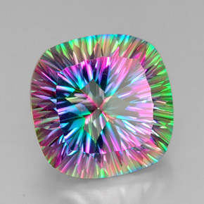 Cuarzo místico multicolor natural de 30,71 ct, corte cojín, VVS-VS