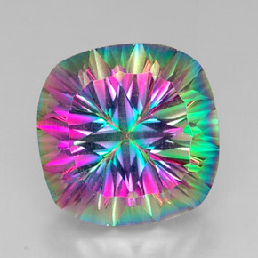Cuarzo místico multicolor natural de 30,78 ct, corte cojín, VVS-VS