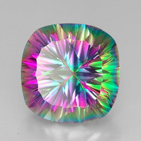 Cuarzo místico multicolor natural de 30,78 ct, corte cojín, VVS-VS