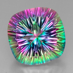 Cuarzo místico multicolor natural de 32,74 ct, corte cojín, VVS-VS