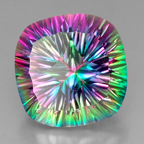 Cuarzo místico multicolor natural de 32,74 ct, corte cojín, VVS-VS