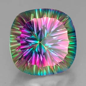 Cuarzo místico multicolor natural de 32,97 ct, corte cojín, VVS-VS