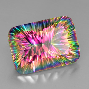 Cuarzo místico multicolor natural de 37,43 ct, corte esmeralda, VVS-VS