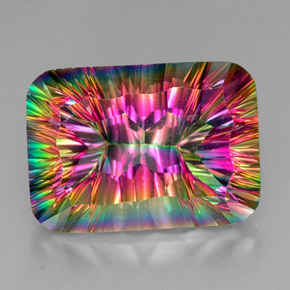 Cuarzo místico multicolor natural de 38,06 ct, corte esmeralda, VVS-VS