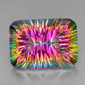 Cuarzo místico multicolor natural de 38,40 ct, corte cojín, VVS-VS
