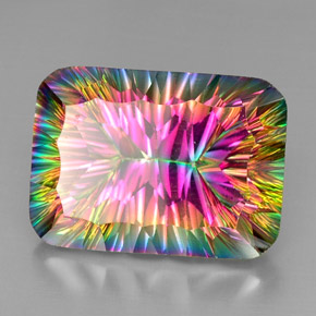 Cuarzo místico multicolor natural de 38,40 ct, corte cojín, VVS-VS