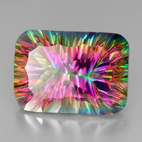 Cuarzo Místico Arcoíris superior natural de 38.97 ct, corte esmeralda, VVS-VS