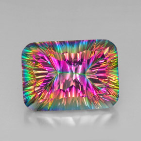 Cuarzo místico multicolor natural de 39,83 ct, corte esmeralda, VVS-VS