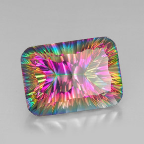 Cuarzo místico multicolor natural de 39,83 ct, corte esmeralda, VVS-VS
