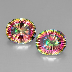 Gemas de Cuarzo Místico Arcoíris superior natural de  ct, Corte Óvalo, VVS-VS