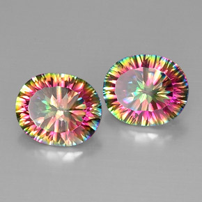 Gemas de Cuarzo Místico Arcoíris superior natural de  ct, Corte Óvalo, VVS-VS