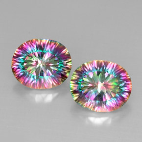 Gemas de Cuarzo Místico Arcoíris superior natural de  ct, Corte Óvalo, VVS-VS