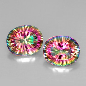 Gemas de cuarzo místico multicolor natural de  ct, corte óvalo, VVS-VS