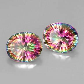 Gemas de cuarzo místico multicolor natural de  ct, corte óvalo, VVS-VS