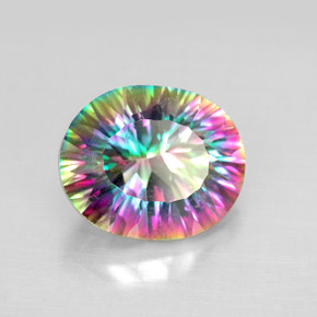Cuarzo místico multicolor natural de 4,59 ct, corte óvalo, VS