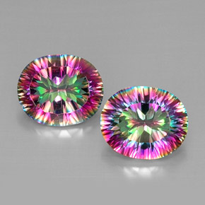 Gemas de cuarzo místico multicolor natural de  ct, corte óvalo, VVS-VS