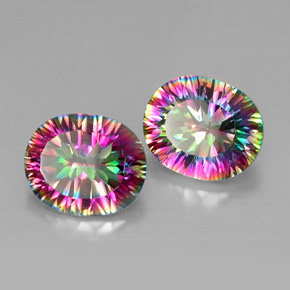 Gemas de cuarzo místico multicolor natural de  ct, corte óvalo, VVS-VS
