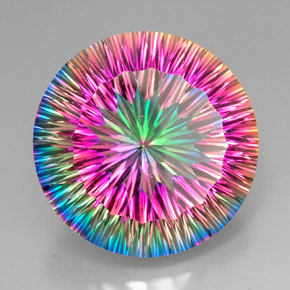 Cuarzo místico multicolor natural de 47,70 ct, corte redondo, VVS-VS