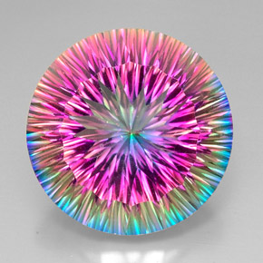 Cuarzo místico multicolor natural de 50,70 ct, corte redondo, VVS-VS
