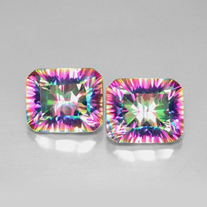 Gemas de cuarzo místico multicolor natural de  ct, corte esmeralda, VVS