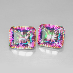 Gemas de cuarzo místico multicolor natural de  ct, corte esmeralda, VVS