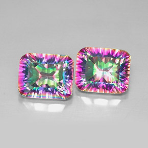 Gemas de cuarzo místico multicolor natural de  ct, corte esmeralda, VVS