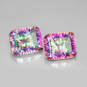 Gemas de cuarzo místico multicolor natural de  ct, corte esmeralda, VVS