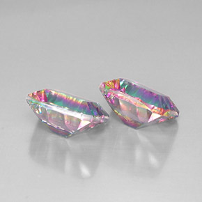 Gemas de cuarzo místico multicolor natural de  ct, corte esmeralda, VVS