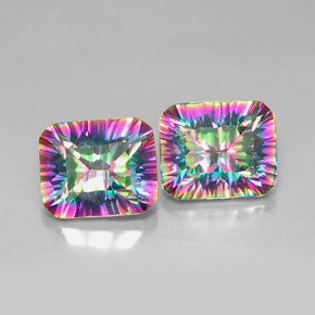 Gemas de cuarzo místico multicolor natural de  ct, corte esmeralda, VVS-VS