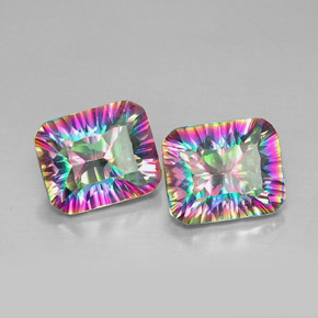 Gemas de cuarzo místico multicolor natural de  ct, corte esmeralda, VVS-VS