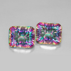 Gemas de cuarzo místico multicolor natural de  ct, corte esmeralda, VVS