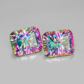 Gemas de cuarzo místico multicolor natural de  ct, corte esmeralda, VVS