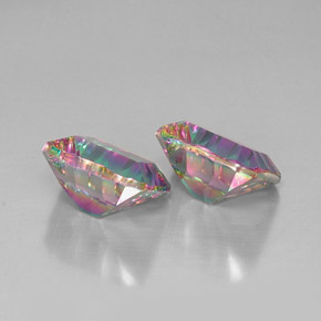 Gemas de cuarzo místico multicolor natural de  ct, corte esmeralda, VVS