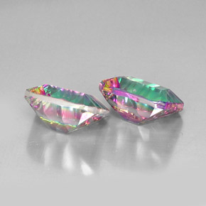 Gemas de cuarzo místico multicolor natural de  ct, corte esmeralda, VVS-VS