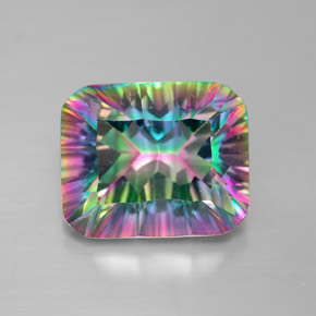 Cuarzo Místico Arcoíris superior natural de 5.67 ct, corte esmeralda, VVS