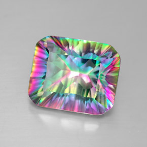 Cuarzo Místico Arcoíris superior natural de 5.67 ct, corte esmeralda, VVS