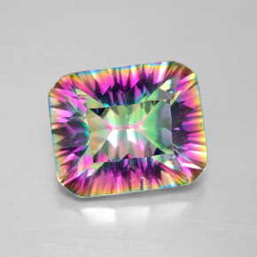 Cuarzo místico multicolor natural de 5,55 ct, corte esmeralda, VVS
