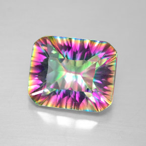 Cuarzo místico multicolor natural de 5,55 ct, corte esmeralda, VVS