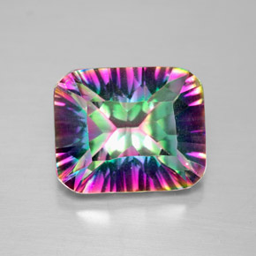 Cuarzo místico multicolor natural de 5,59 ct, corte esmeralda, VVS