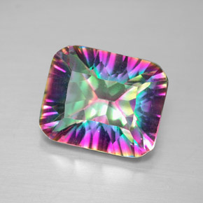 Cuarzo místico multicolor natural de 5,59 ct, corte esmeralda, VVS