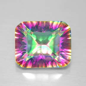 Cuarzo místico multicolor natural de 5,32 ct, corte esmeralda, VVS