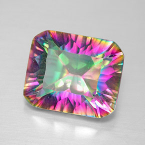 Cuarzo místico multicolor natural de 5,32 ct, corte esmeralda, VVS