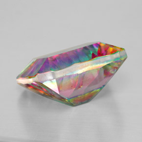 Cuarzo místico multicolor natural de 5,32 ct, corte esmeralda, VVS