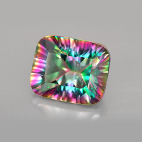 Cuarzo místico multicolor natural de 5,64 ct, corte esmeralda, VVS