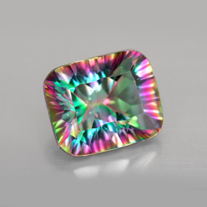 Cuarzo místico multicolor natural de 5,64 ct, corte esmeralda, VVS